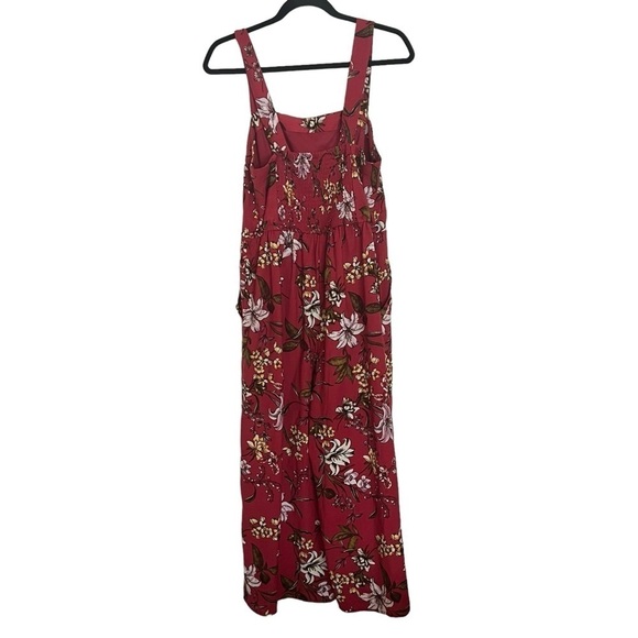 Xhilaration Red Floral Cropped Wide Leg Square Neck Jumpsuit Medium - Picture 2 of 13